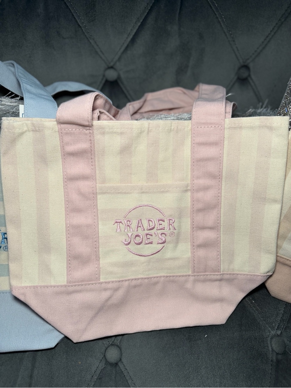 Trader Joe's Pink Stripe Canvas Tote